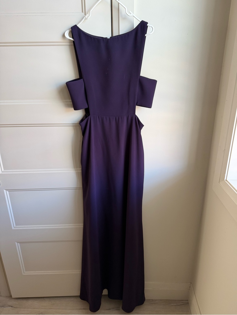 Elegant Purple Cutout Evening Gown - Women Dresses